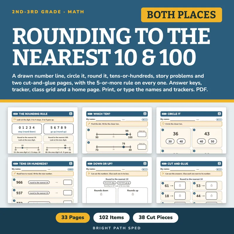 Rounding to the Nearest 10 and 100 Worksheets, image 1 of 4