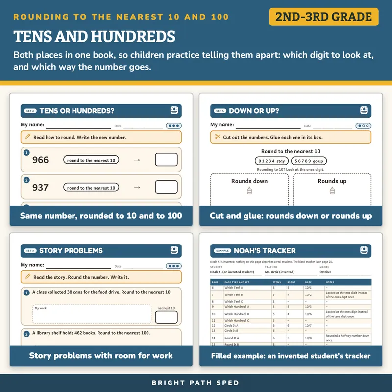 Rounding to the Nearest 10 and 100 Worksheets, image 3 of 4