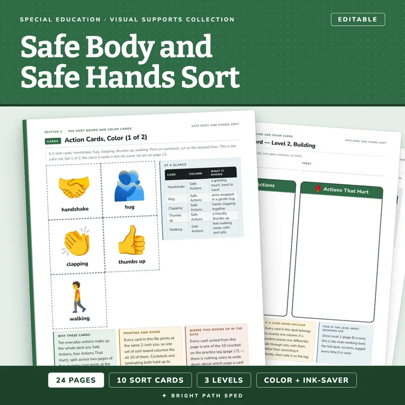 Safe Body and Safe Hands Sort Cards and Lesson, image 1 of 4