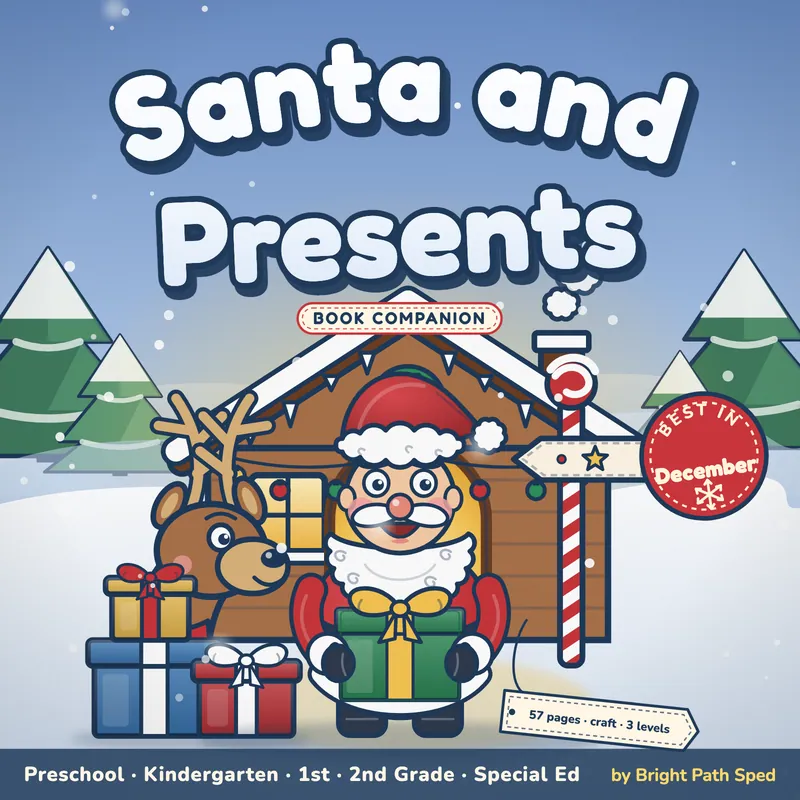Santa and Presents Book Companion December PreK K 1st 2nd Special Ed, image 1 of 4