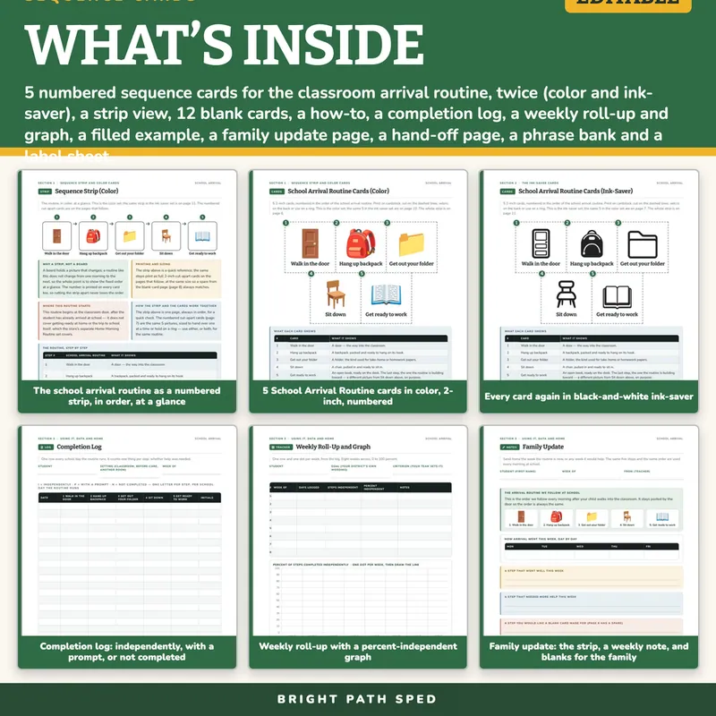 School Arrival Routine Visual Schedule Cards, image 2 of 4