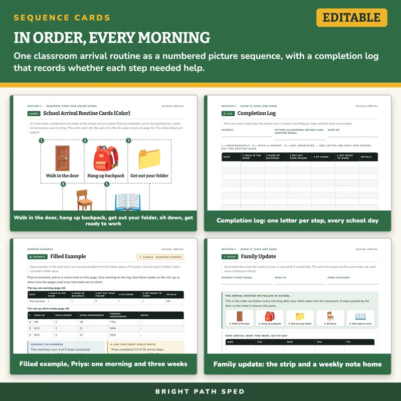 School Arrival Routine Visual Schedule Cards, image 3 of 4