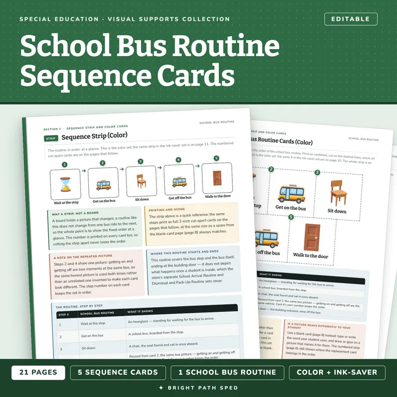 School Bus Routine Visual Schedule Cards, image 1 of 4