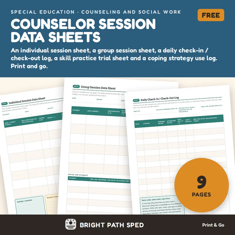 School Counselor Data Sheets FREE, image 1 of 4