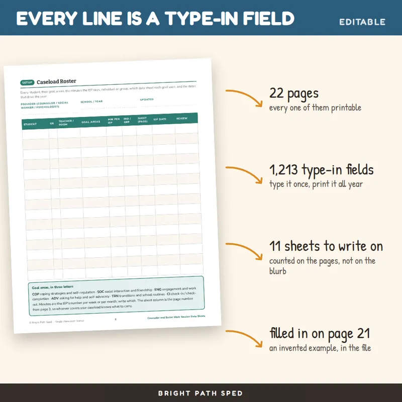 School Counselor Social Work Data Sheets Editable, image 2 of 4