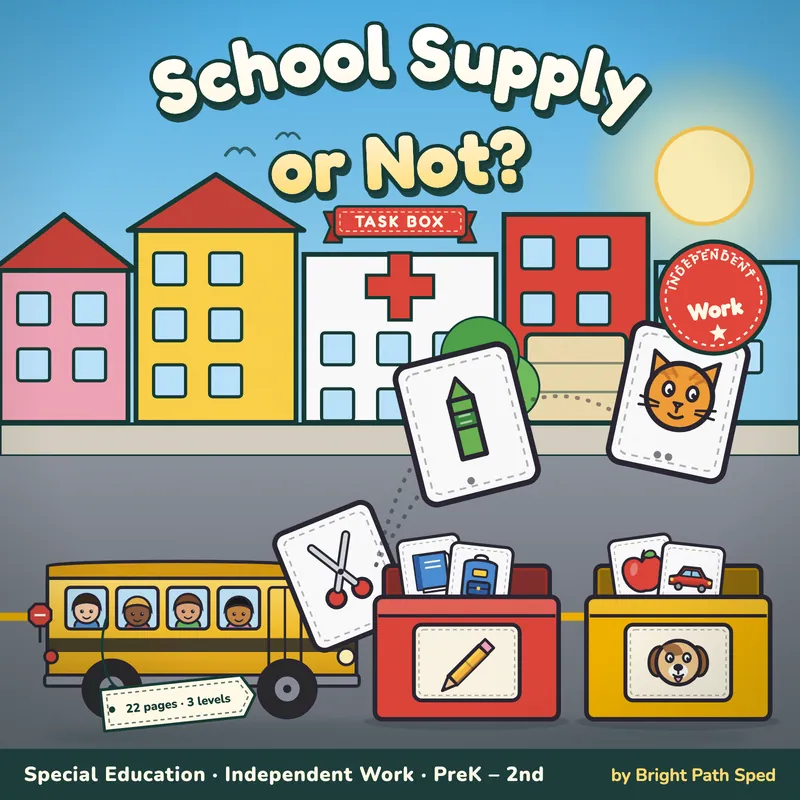 School Supplies Sort Task Box, image 1 of 4