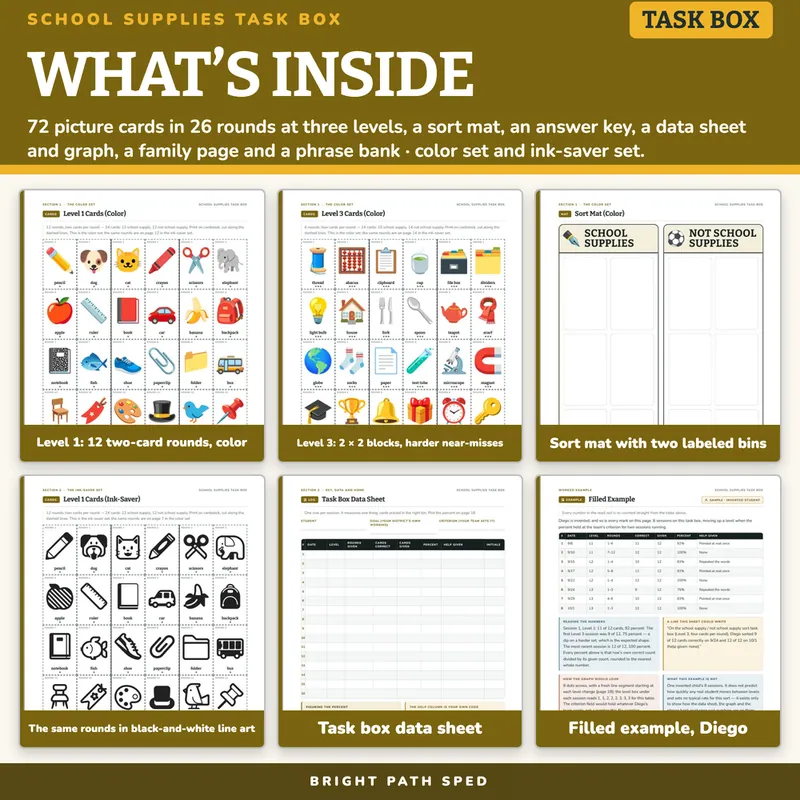 School Supplies Sort Task Box, image 2 of 4
