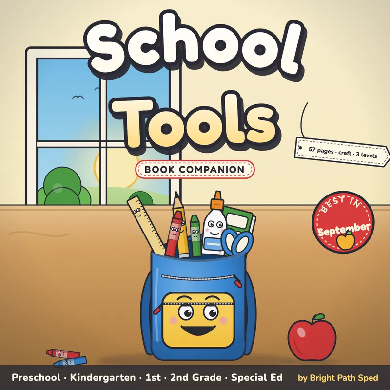 School Tools Book Companion September Preschool Kindergarten 1st 2nd Special Ed, image 1 of 4