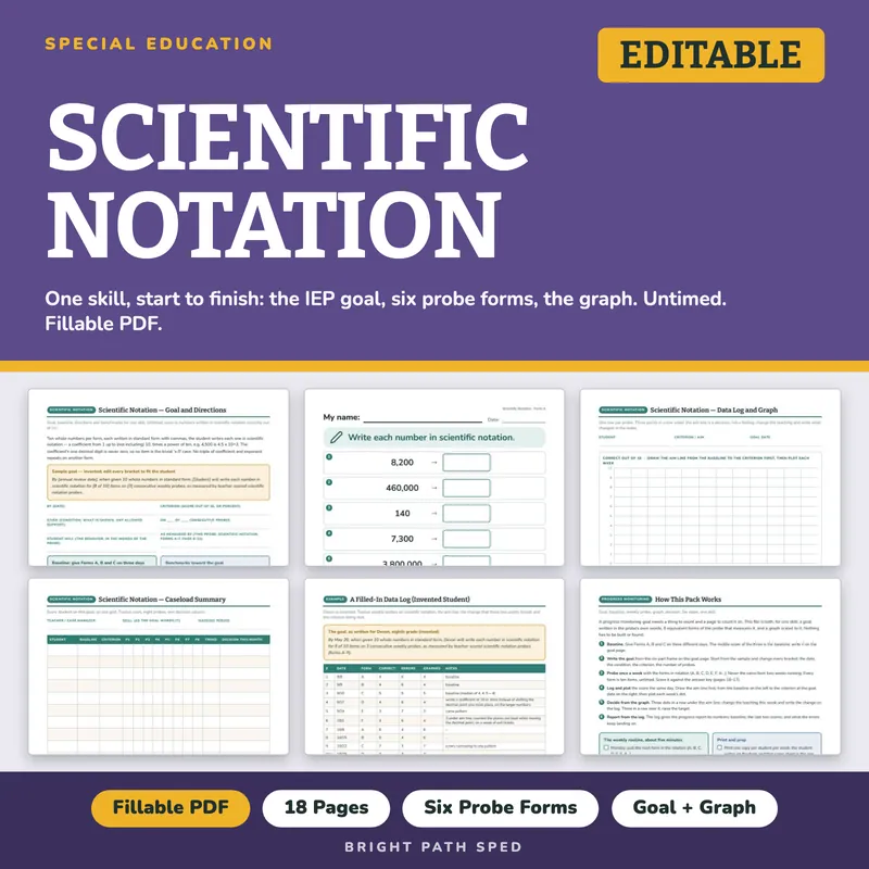 Scientific Notation Progress Monitoring Probes, image 1 of 4