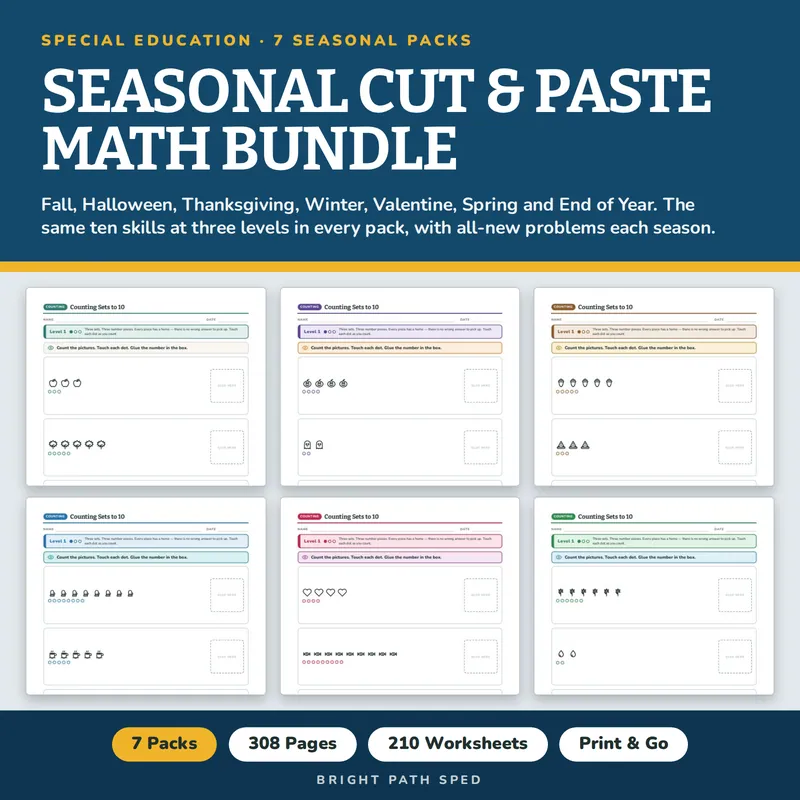 Seasonal Cut and Paste Math Bundle, image 1 of 3