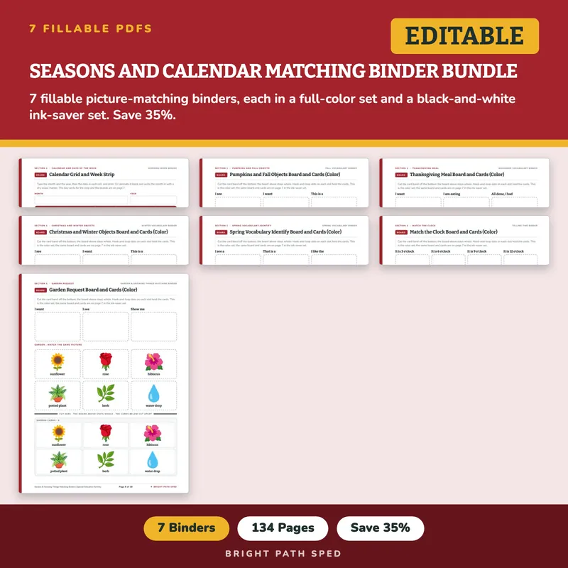 Seasons and Calendar Matching Binder Bundle, image 1 of 3