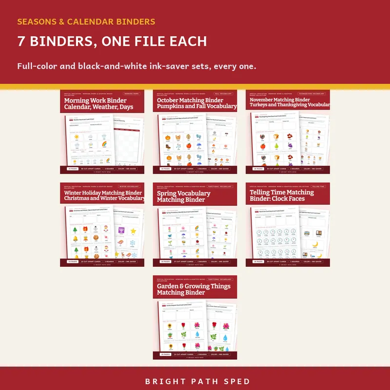 Seasons and Calendar Matching Binder Bundle, image 2 of 3