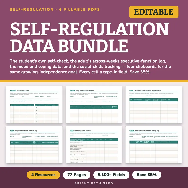 Self-Monitoring Regulation Social Skills Data Bundle, image 1 of 3