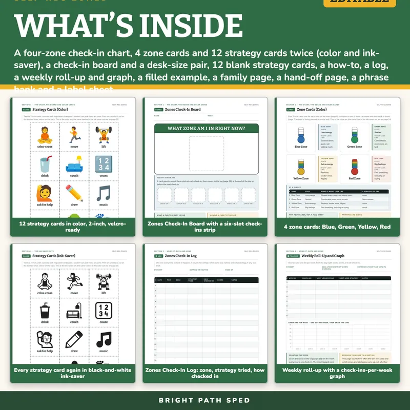 Self-Regulation Zones Check-In Chart and Strategy Cards, image 2 of 4