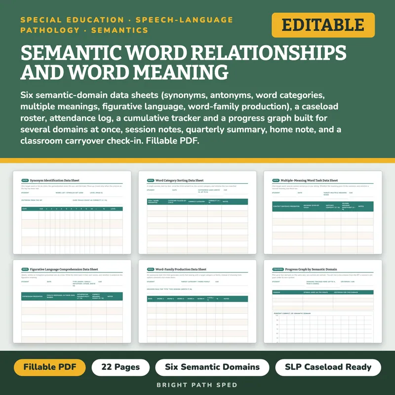 Semantic Word Relationships Progress Monitoring Editable, image 1 of 4