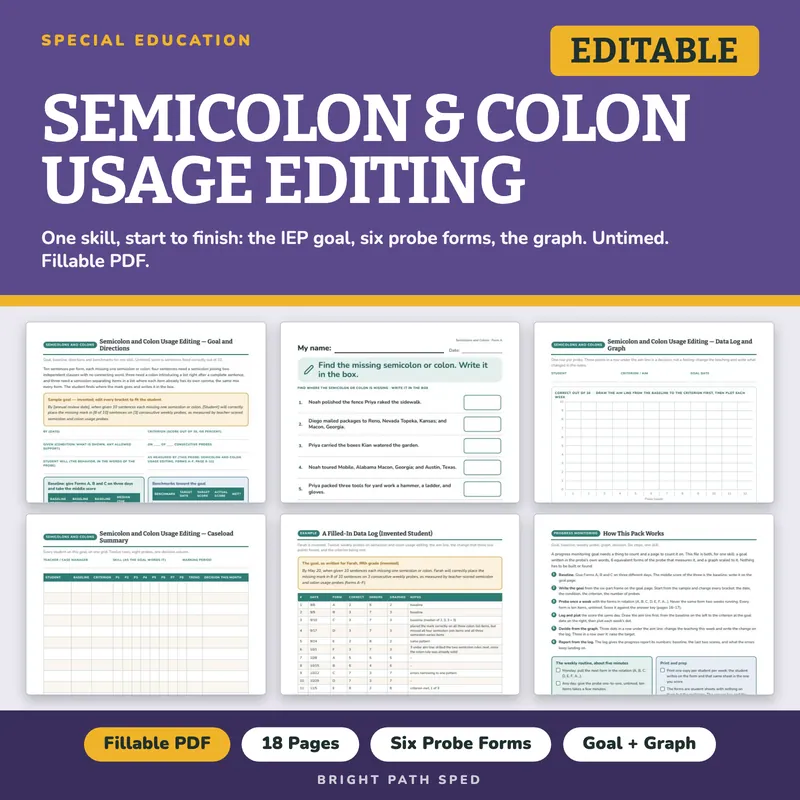 Semicolon and Colon Usage Editing Progress Monitoring Probes, image 1 of 4