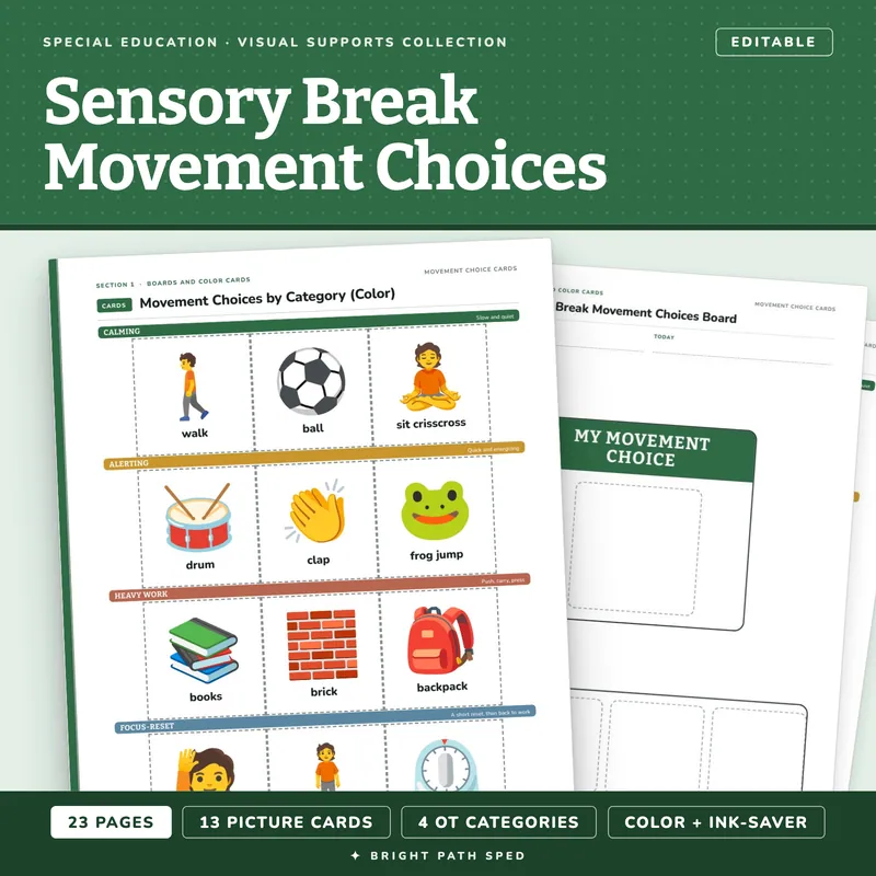 Sensory Break Movement Choice Cards, image 1 of 4