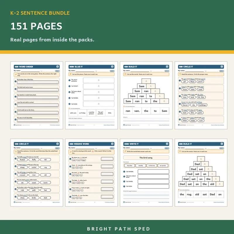 Sentence Building Worksheets Bundle, image 3 of 3