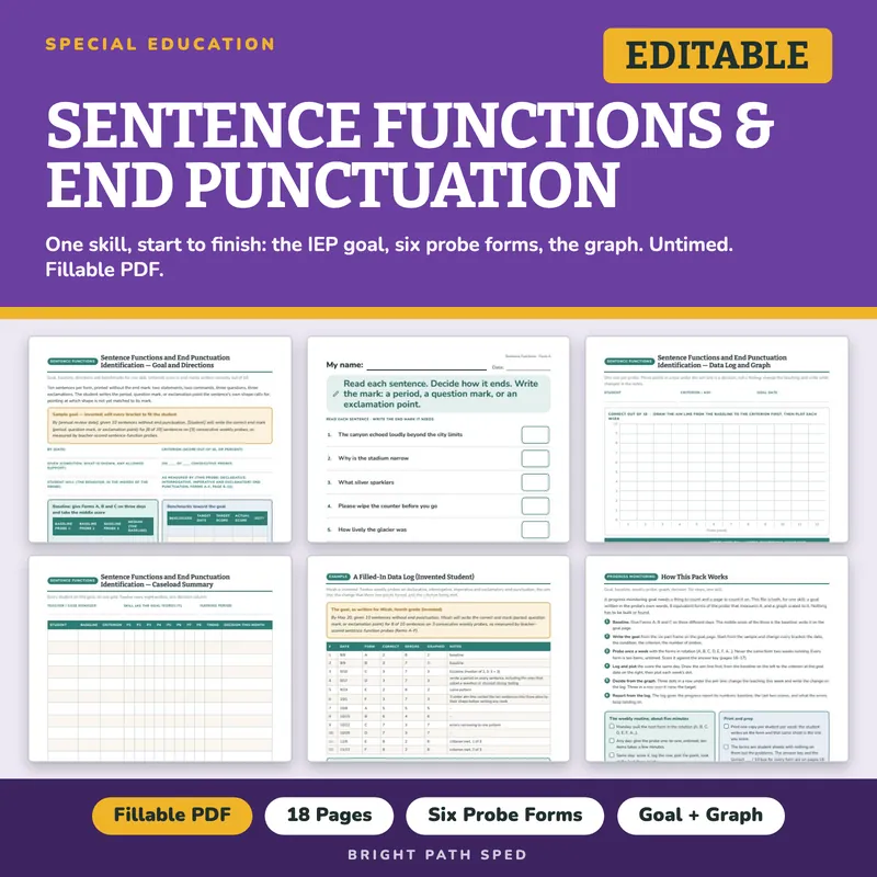 Sentence Functions End Punctuation Progress Monitoring Probes, image 1 of 4