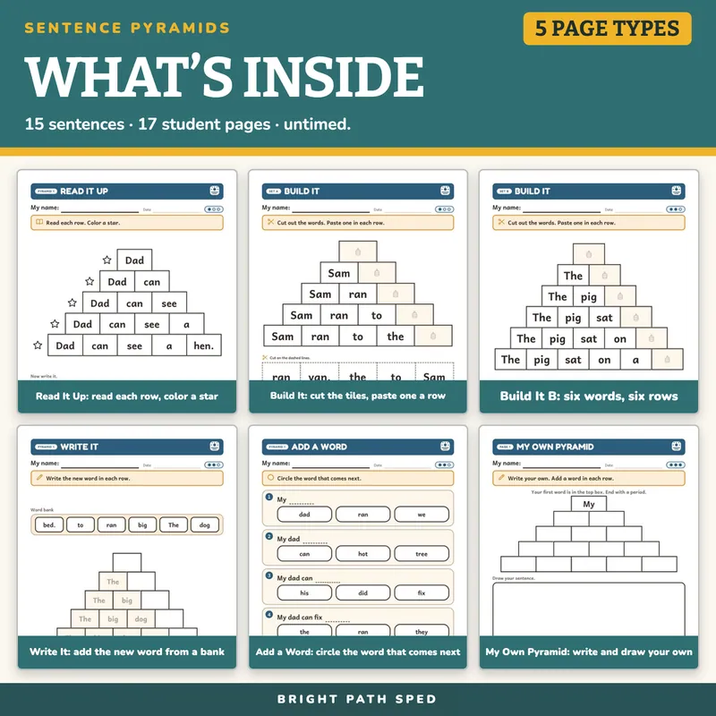 Sentence Pyramids Worksheets, image 2 of 4