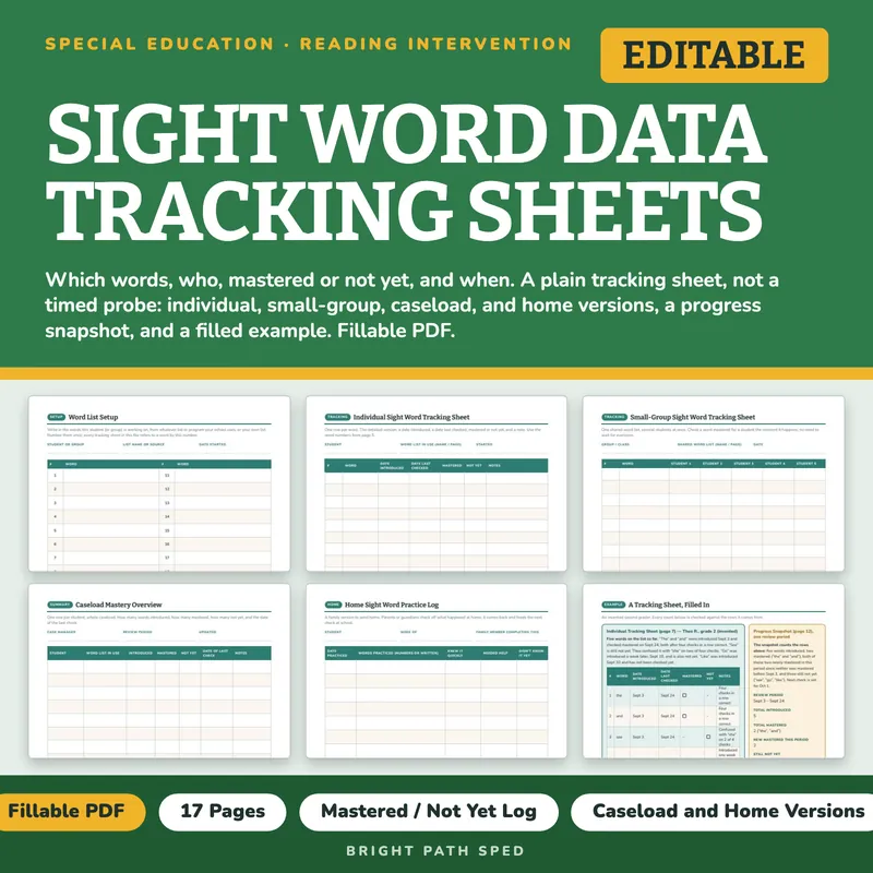Sight Word Data Tracking Sheets, image 1 of 4