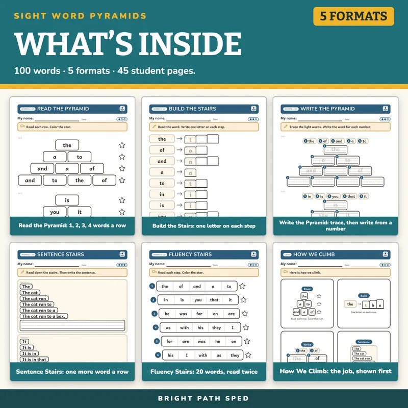 Sight Word Fluency Pyramids Worksheets, image 2 of 4