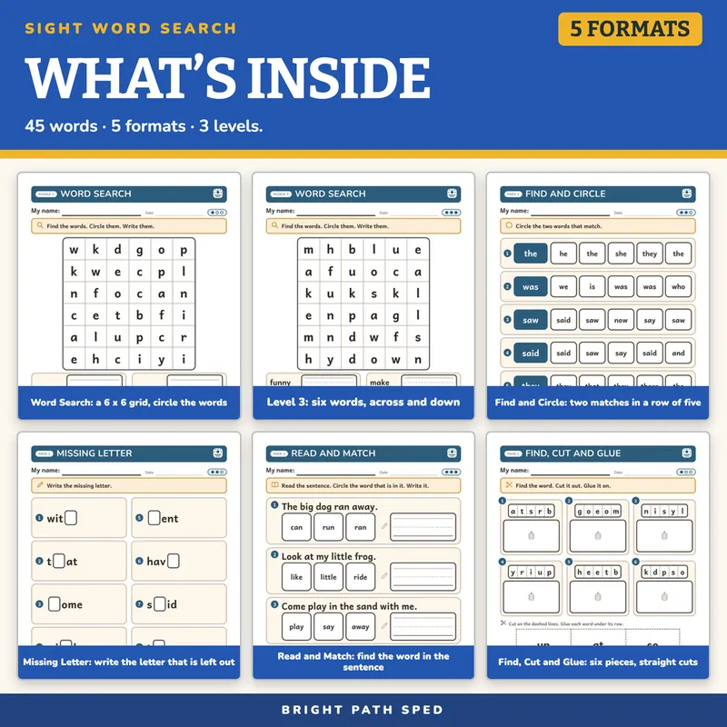 Sight Word Search Worksheets, image 2 of 4