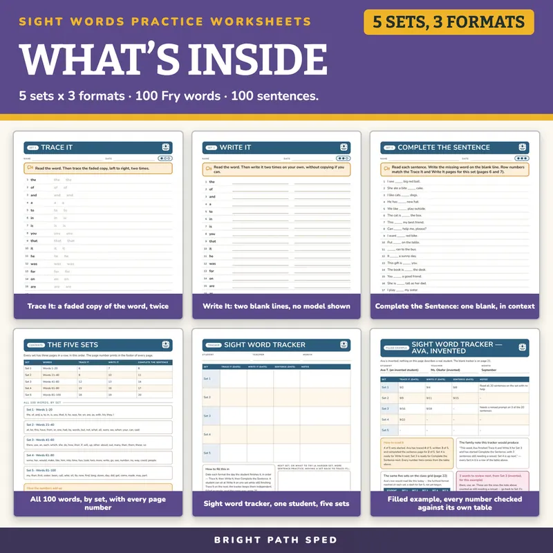 Sight Words Practice Worksheets Trace Write Sentence, image 2 of 4