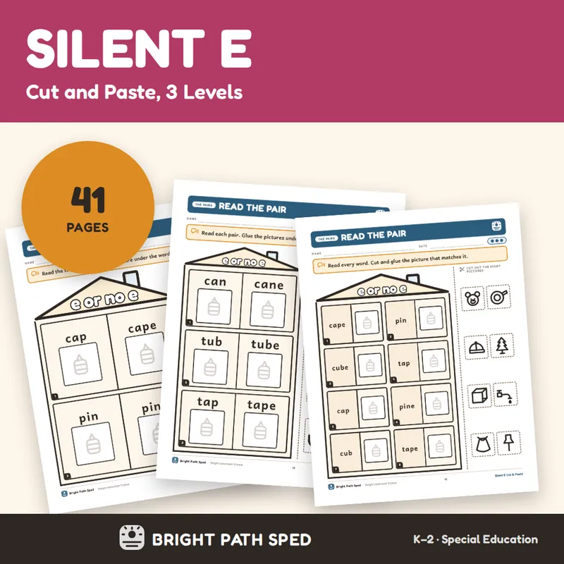 Silent E CVCe K-2 Cut and Paste, image 1 of 4