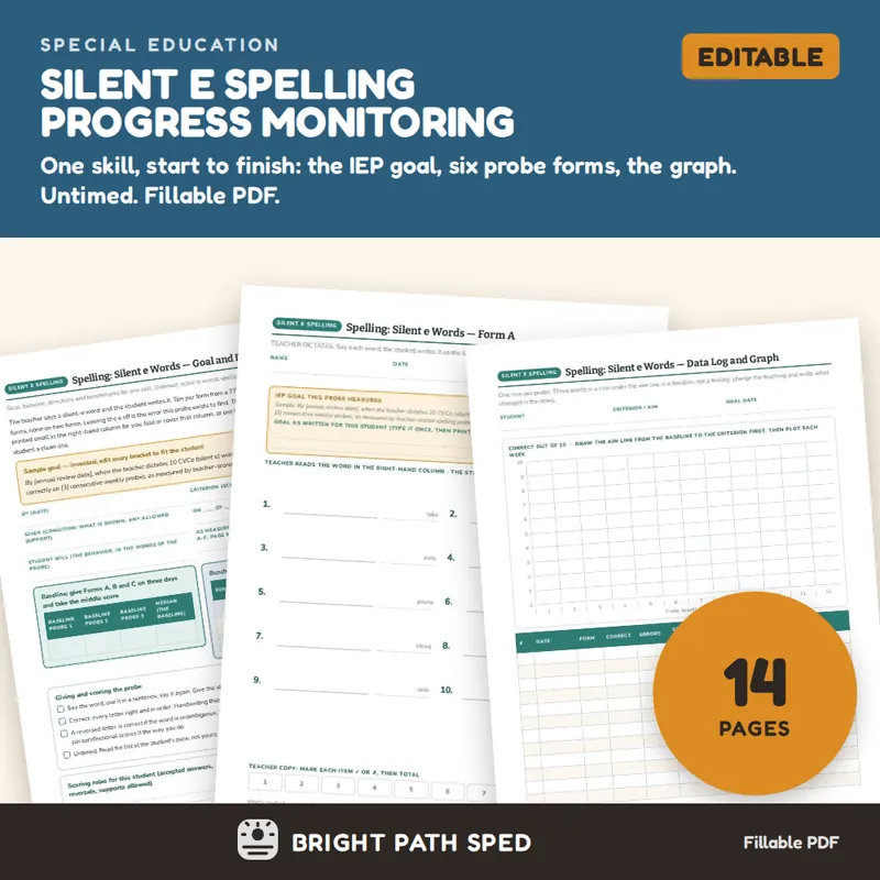 Silent e Spelling Dictation Progress Monitoring Probes, image 1 of 4
