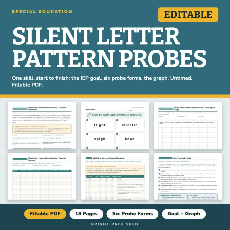 Silent Letter Pattern Identification Progress Monitoring Probes, image 1 of 4