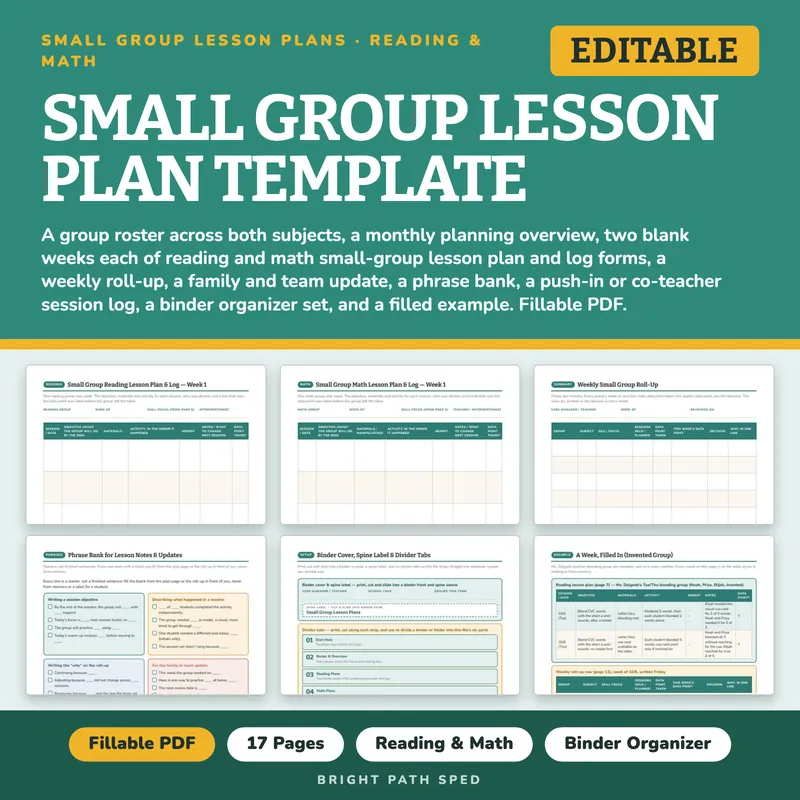 Small Group Lesson Plan Template Editable, image 1 of 4