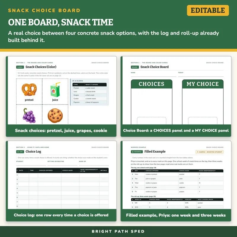 Snack Choice Board for Special Education, image 3 of 4