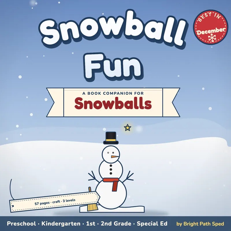 Snowballs Book Companion December Preschool Kindergarten 1st 2nd Sped, image 1 of 4