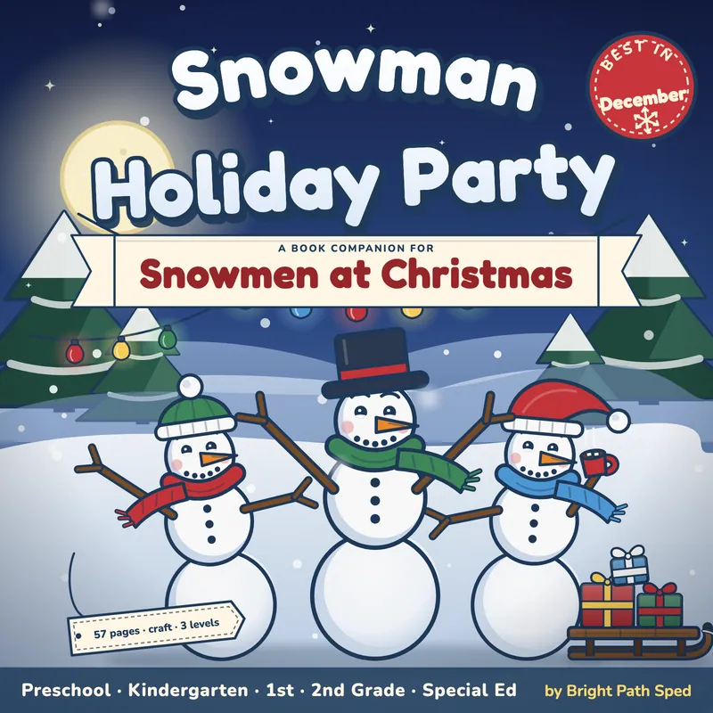 Snowmen at Christmas Book Companion December PreK K 1st 2nd Special Ed, image 1 of 4