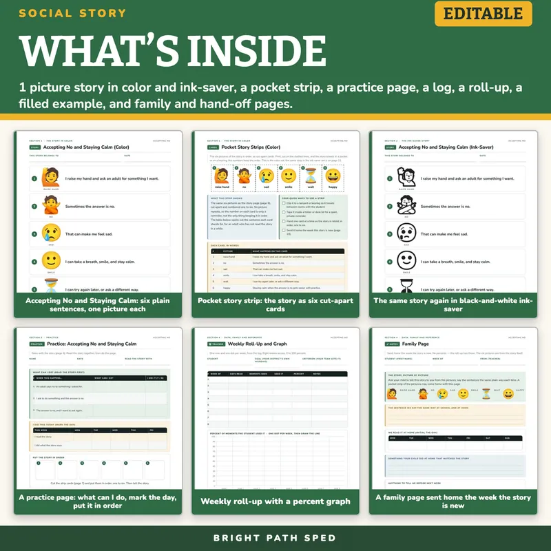 Social Story: Accepting No Picture Cards and Practice Sequence, image 2 of 4