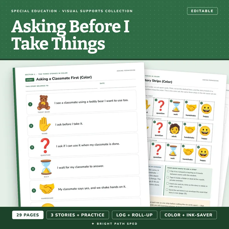Social Story Asking Before I Take Things, image 1 of 4