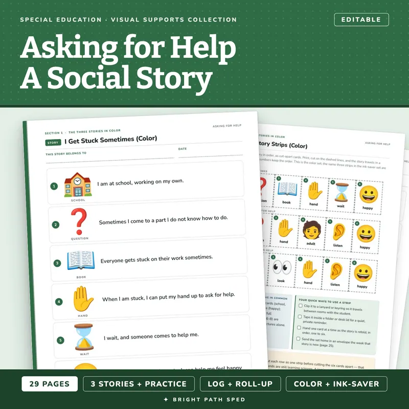 Social Story Asking for Help, image 1 of 4