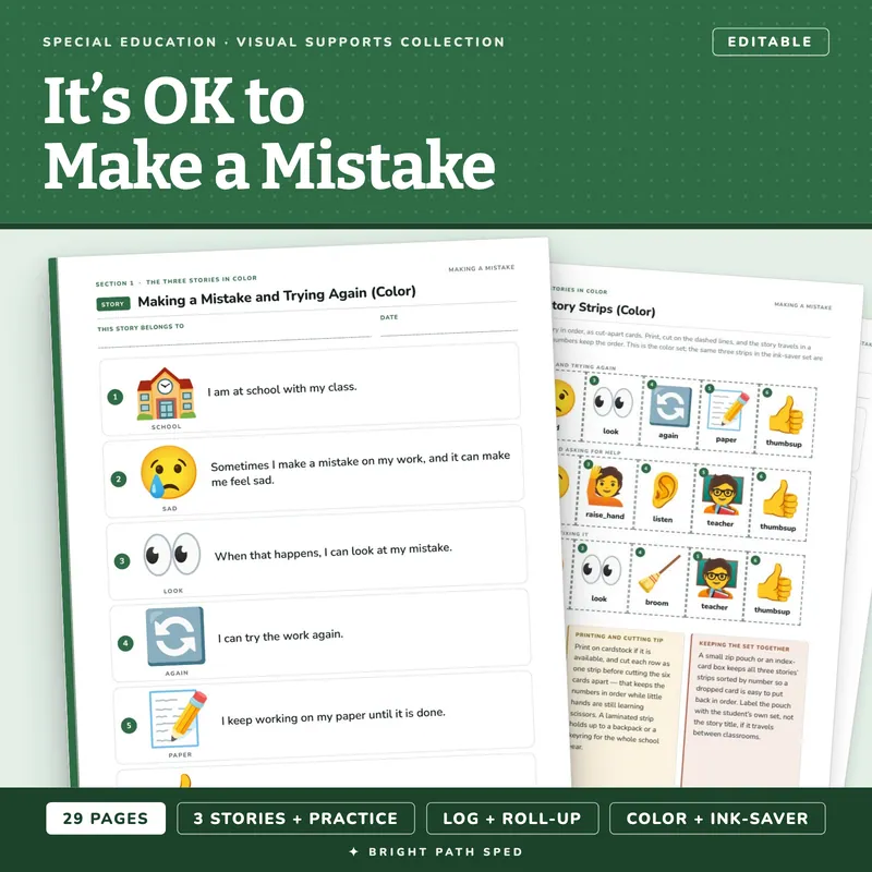 Social Story It's OK to Make a Mistake, image 1 of 4