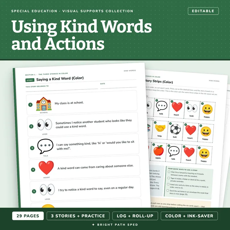 Social Story Using Kind Words and Actions, image 1 of 4
