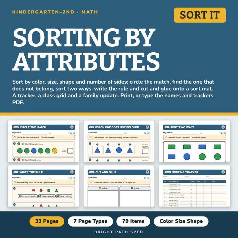 Sorting by Attributes Worksheets, image 1 of 4