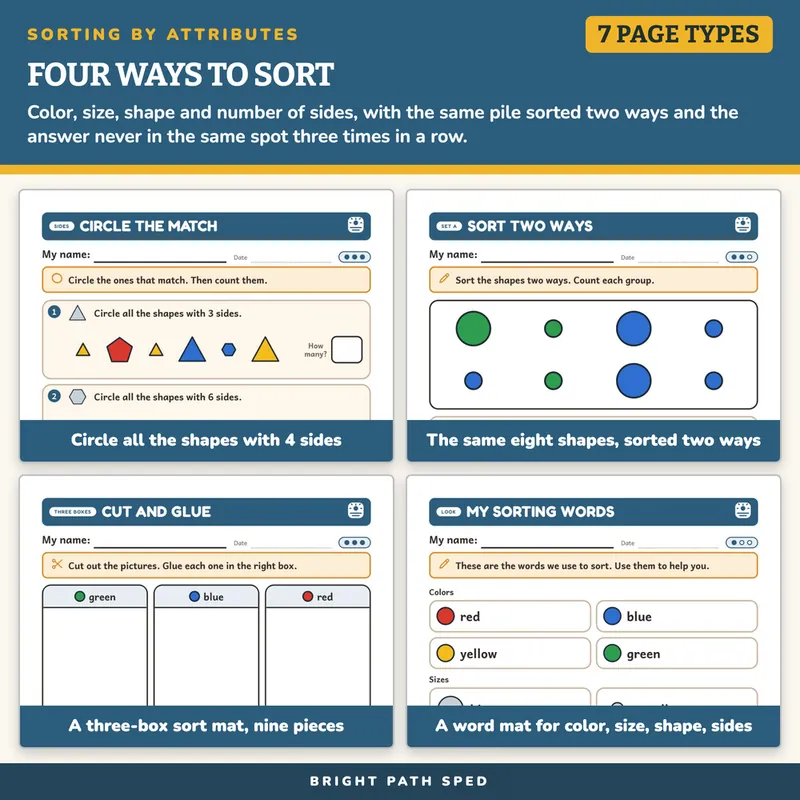 Sorting by Attributes Worksheets, image 3 of 4