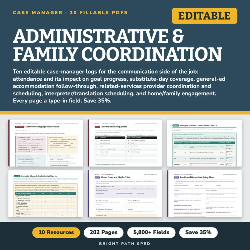 Special Education Administrative and Family Coordination Bundle, image 1 of 3