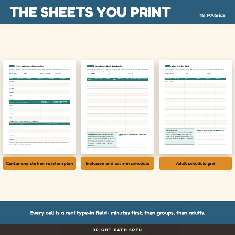 Special Education Classroom Schedule Template Editable, image 3 of 4