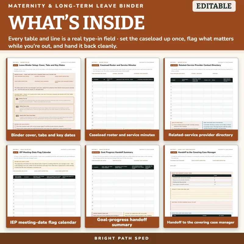 Special Education Maternity and Long-Term Leave Binder Editable, image 2 of 4