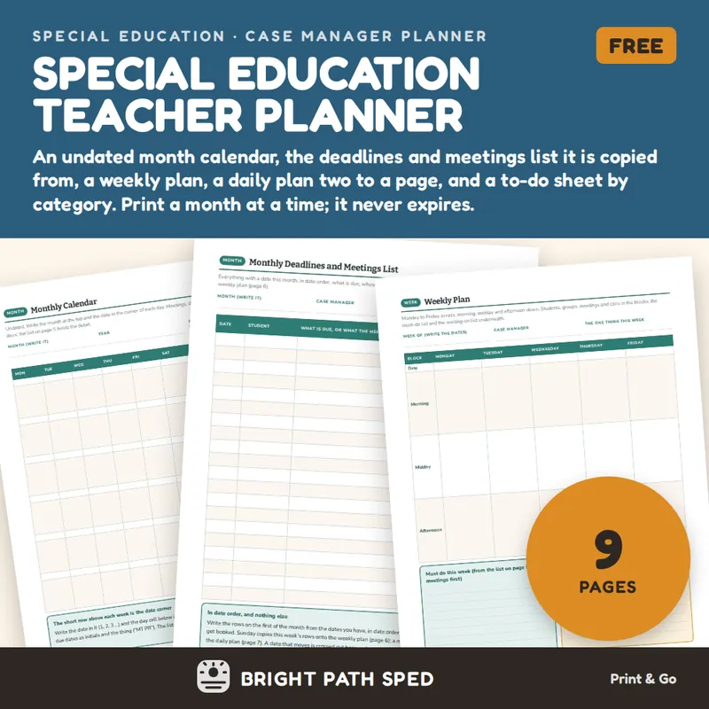 Special Education Teacher Planner FREE, image 1 of 4