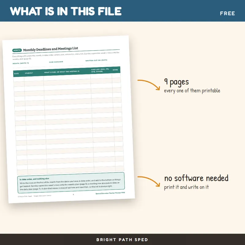Special Education Teacher Planner FREE, image 2 of 4