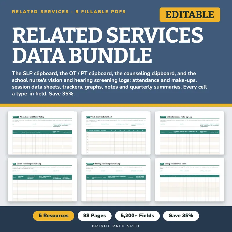 Speech OT PT Vision Hearing Counseling Data Bundle, image 1 of 3