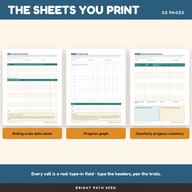 Speech Therapy Data Collection Sheets Editable, image 3 of 4
