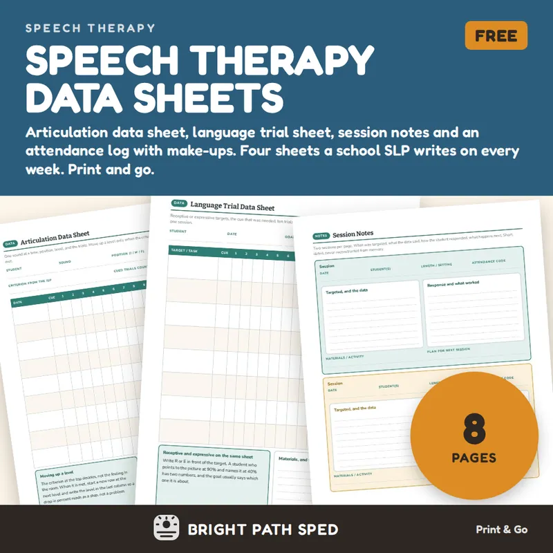 Speech Therapy Data Sheets FREE, image 1 of 4